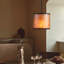 Luminaire suspendu moderne 1 lumière avec mica boho et double abat-jour en tissu
