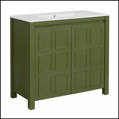 Organisateur de meuble-lavabo 36 po avec lavabo en céramique, élégance raffinée et rangement spacieux pour les salles de bain modernes
