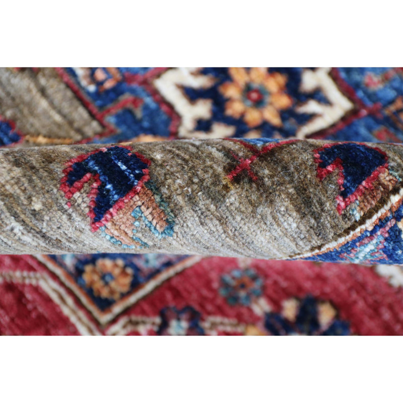 Tapis brun et rouge de haute qualité noué à la main