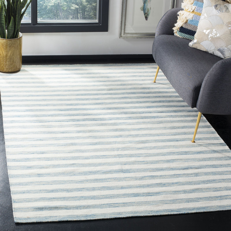Tapis rayé en laine / coton tissé à la main Emek, Rectangle 4 pi x 6 pi
