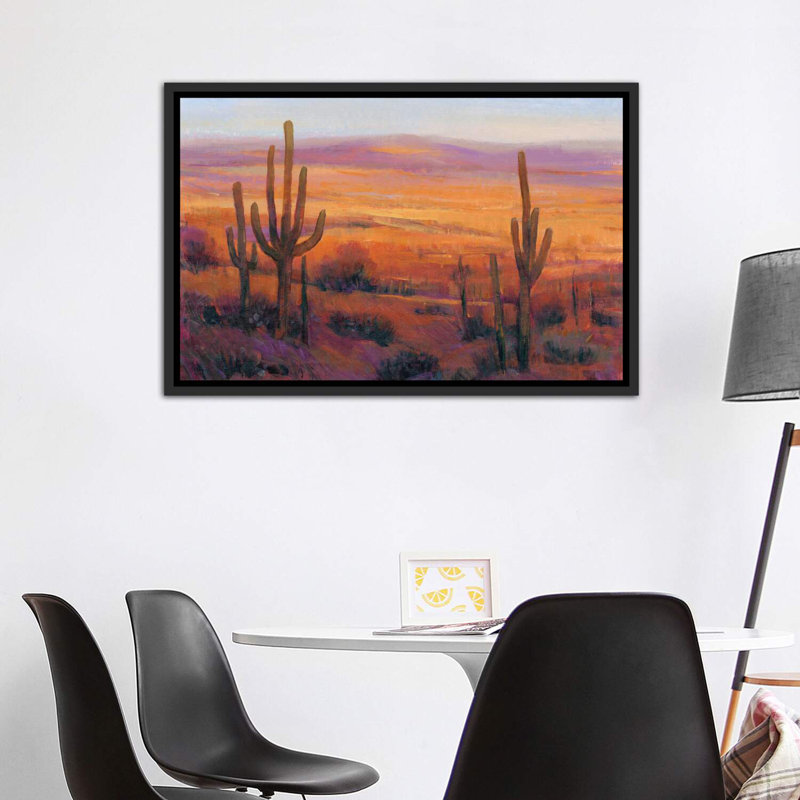 «Desert Light II» par Timothy O 'Toole - impression d'art graphique, H 40 po x l 60 po x 1,5 po, Cadre flottant noir patiné