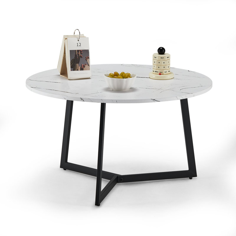 Brandey Frame Coffee Table, White, Marble