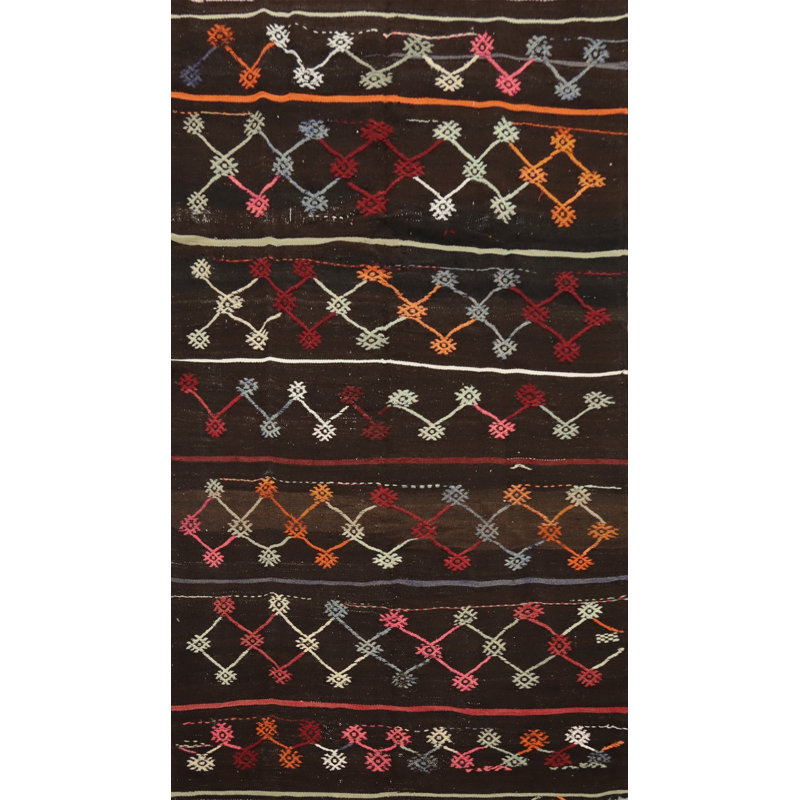 Tapis Kilim exquis 6 x 9 avec motifs géométriques complexes