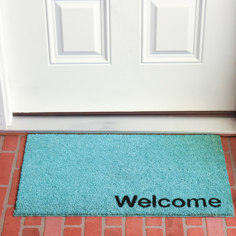 Kasper Non-Slip Doormat, 24" W x 36" L, Cyan