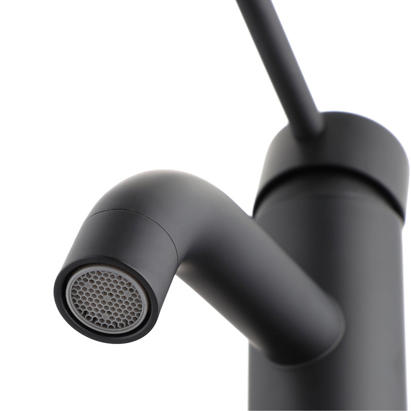 Single Hole 6.41" High Stainless Steel Bathroom Faucet Matte Black Compliant Aerated Waterfall Stream Spot- Finish Manual For Redecoration Operation Improvements