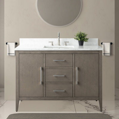Ensemble de meuble-lavabo simple 48 po avec plateau en marbre Chambery