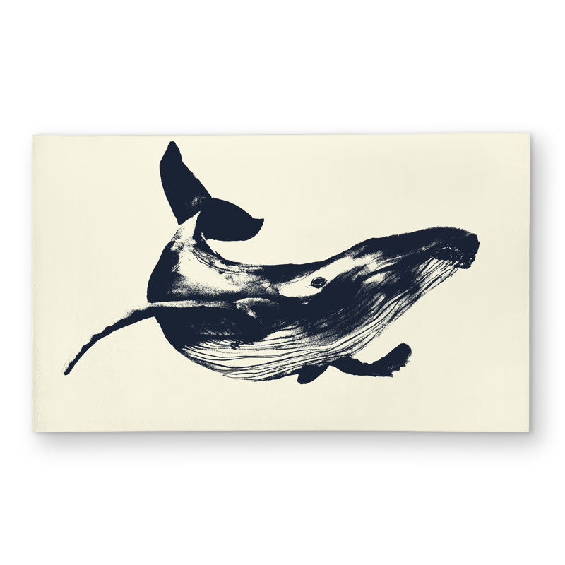 Blue Whale Sketch - Animals Bathroom Outdoor Area Rug | Decor, Rectangle 3'2" x 5'2"