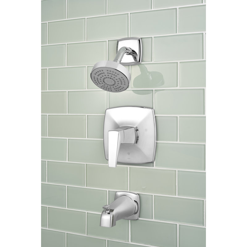 Robinet de douche et baignoire à pression simple à poignée simple Arkitek, Chrome poli