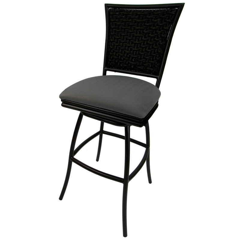 Tabouret de bar 35 po avec coussin Cutlip, Gris foncé, Noir