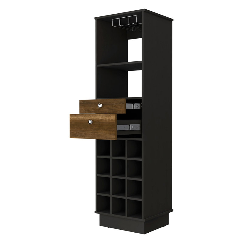 Armoire de bar 1 tablette 12 tiroirs Wengue And Walnut