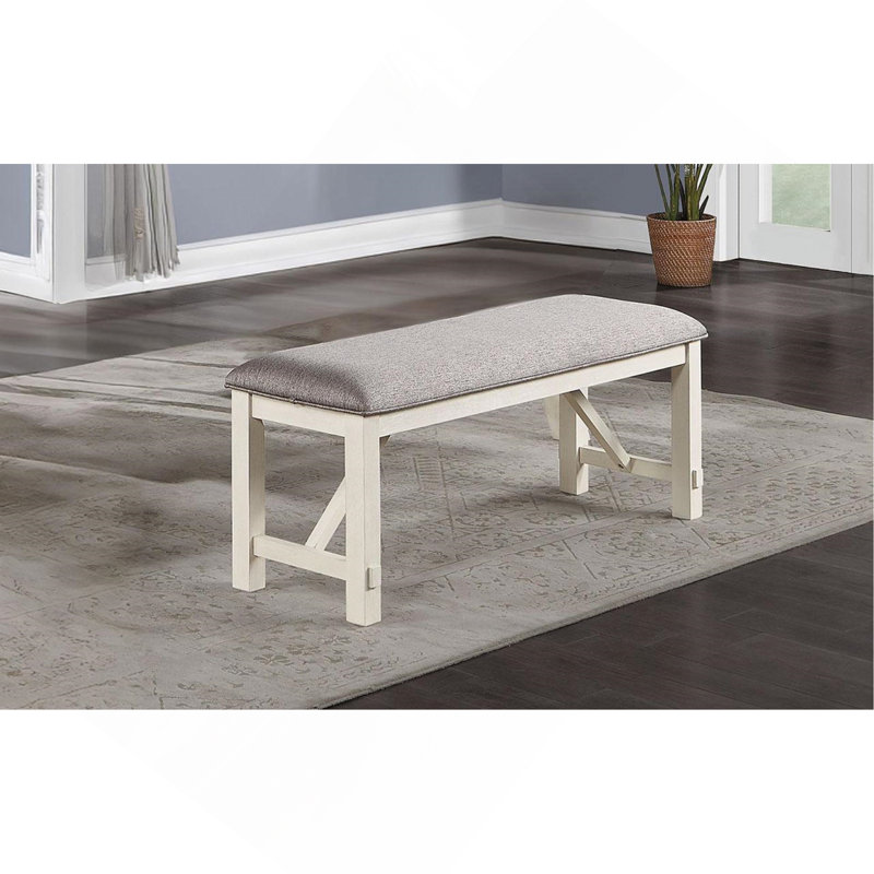 Banc de salle à manger élégant et fonctionnel avec siège à coussin en tissu gris et dossier à cadre unique
