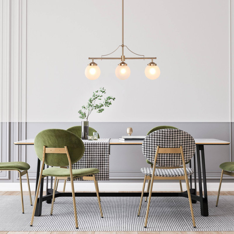 Luminaire suspendu sphérique moderne Mid-Century 3 lumières avec verre givré