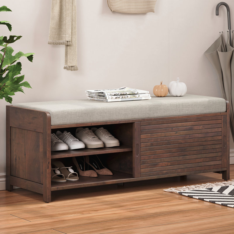 Banc à chaussures avec rangement et coussin, Espresso, Espresso