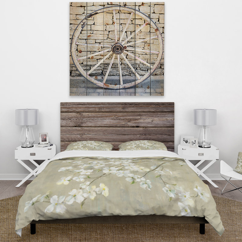 Dogwood in Spring Neutral - Farmhouse Duvet Cover Set - Microfiber Polyester, Full/Queen Duvet Cover + 2 Shams
