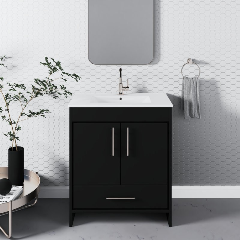 Ensemble de meuble-lavabo simple 30 po Sallisaw, Noir