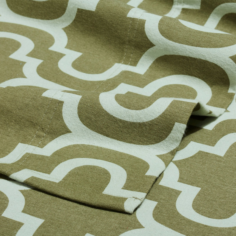 Ensemble de draps 100% flanelle Nile Mills Trellis, Ensemble de draps pour grand lit avec 2 taies d'or, Sauge