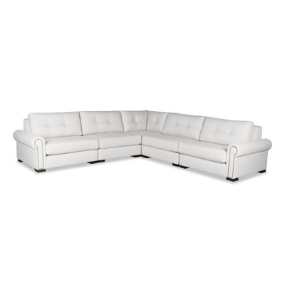 Mosely 128" Wide Linen Symmetrical Modular Corner Sectional