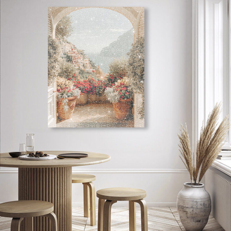 Clifftop Crimson II Canvas Architecture Print by Oliver Gal, Black Frame, 16 x 20, 17"H x 21"W, Silver Floater Frame
