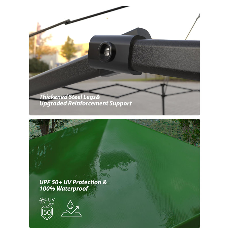 Feet Instant Pop-Up Canopy Tent, 1 Removable Sidewalls Rectangular, Green
