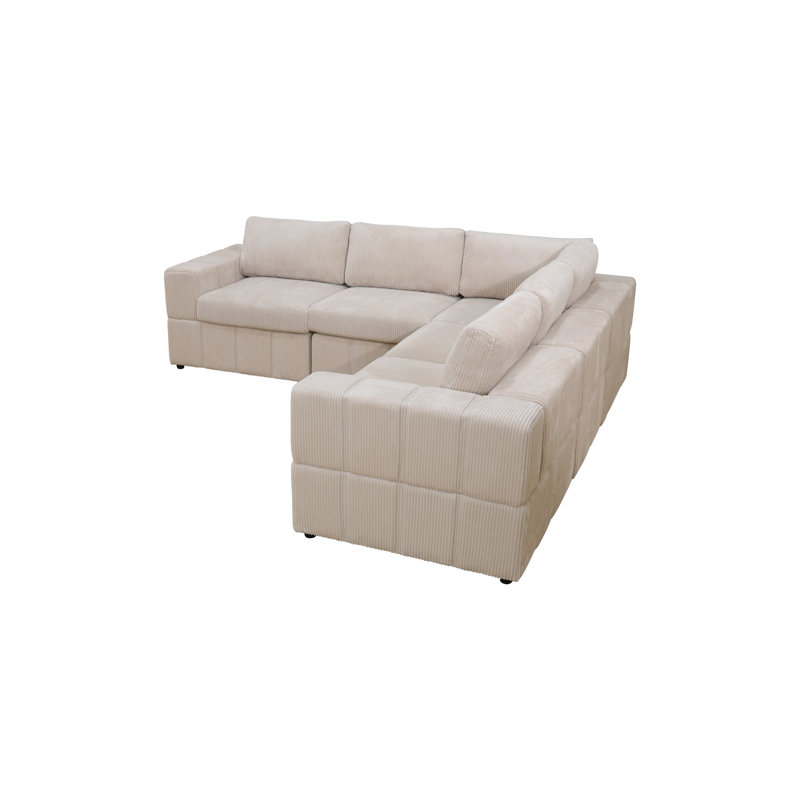Ensemble de canapé modulaire réversible Premium, Velours côtelé beige, H 37 po x l 102 po x P 36 po