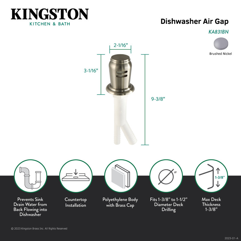 Écart d'air pour lave-vaisselle Kingston Brass Trimscape, Nickel brossé