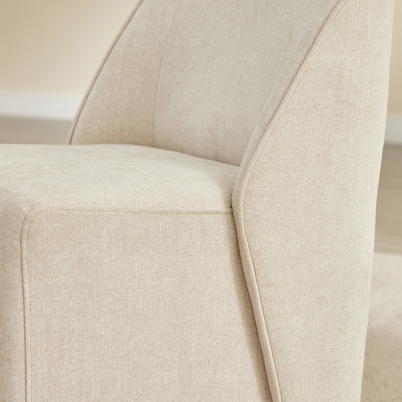 Fully Upholstered Dining Chair with Casters, Linen