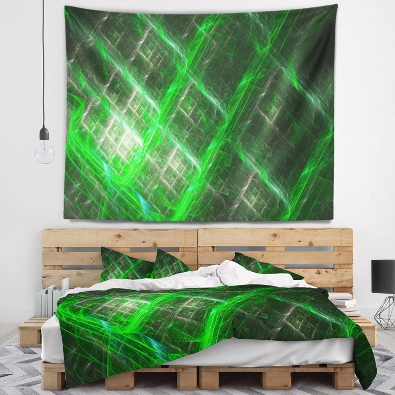 Tapisserie verte verte en métal, H 68 po x l 80 po