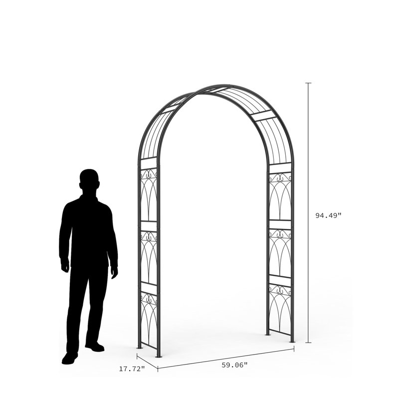 8FT Steel Garden Arch - Reinforced Wedding Arbor With Ground Anchors