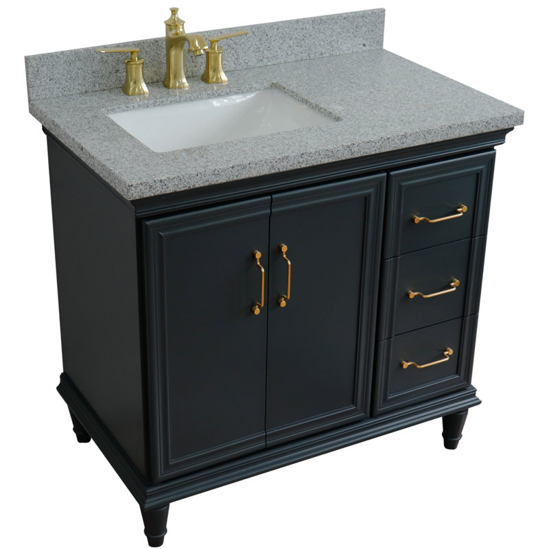 Ensemble de meuble-lavabo simple 37 po Lindisfarne, Gris foncé, Granite