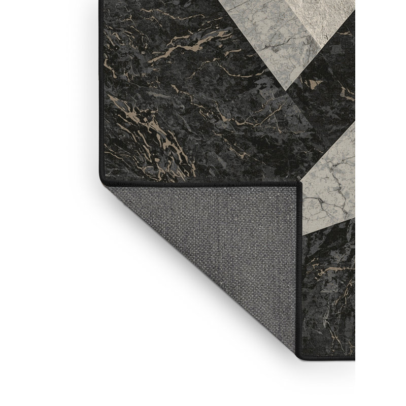 Tapis moelleux à motif géométrique rustique gris moelleux et doux Narberth, 7 x 9