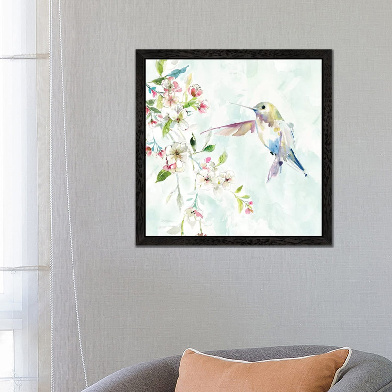 Hummingbird IV by Carol Robinson - Floater Frame Painting on Canvas, 93.98 cm H x 93.98 cm W, Black