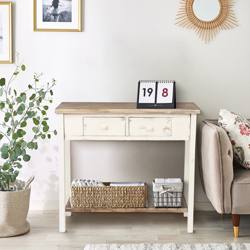 Console en bois massif 35,4 po Shila