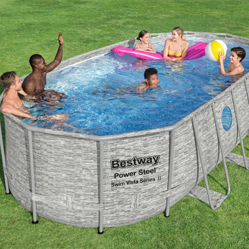 VidaXL Steel Hard Sided Pool, 216.1" L x 107.9" W x 48" H