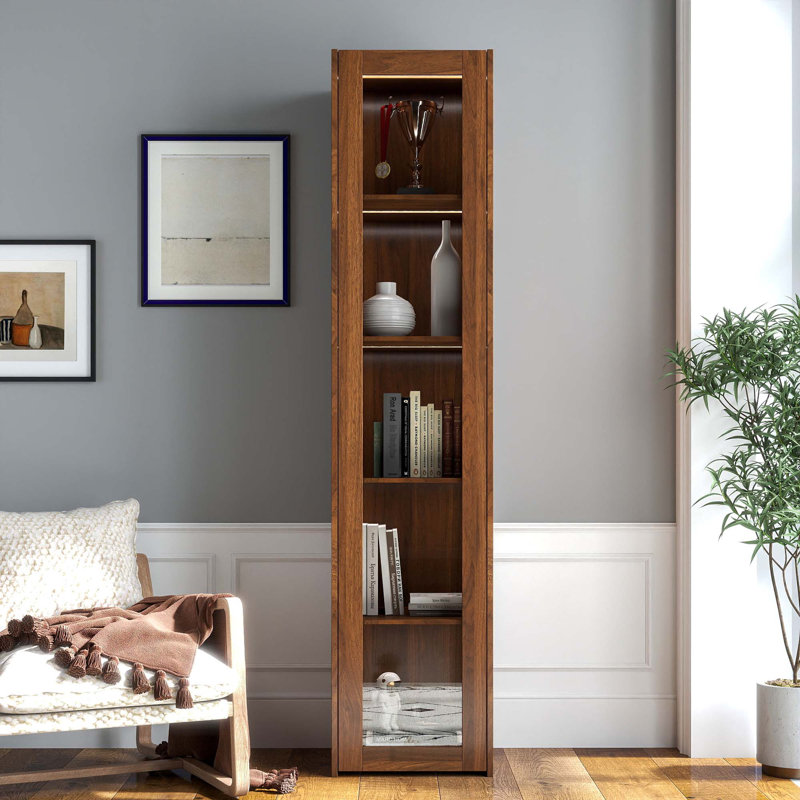 Vitrine avec portes en verre, armoire de rangement avec 5 lumières et lumières DEL