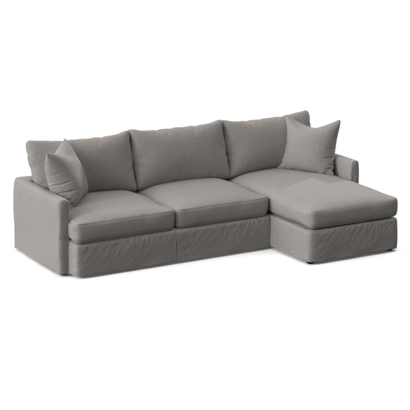 Canapé et méridienne de 307 cm de largeur avec coussins en coton et duvet Hartig, Orienté vers la droite