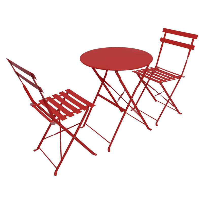 Eztli 2 - Person Patio Dining Set with Round Table , Cushions Included, Red