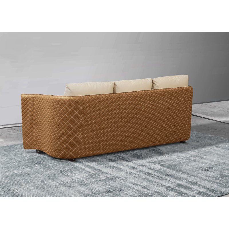 Makassar Sofa, Off White/Orange Genuine Leather