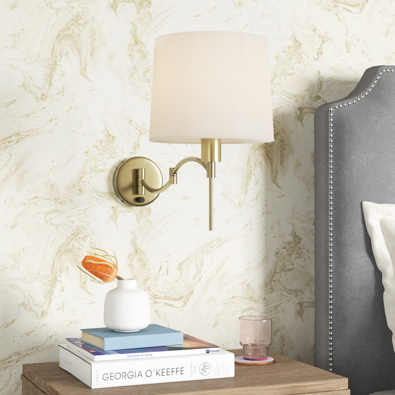 Tyonna Plug-in Swing Arm Sconce, Antique Brass