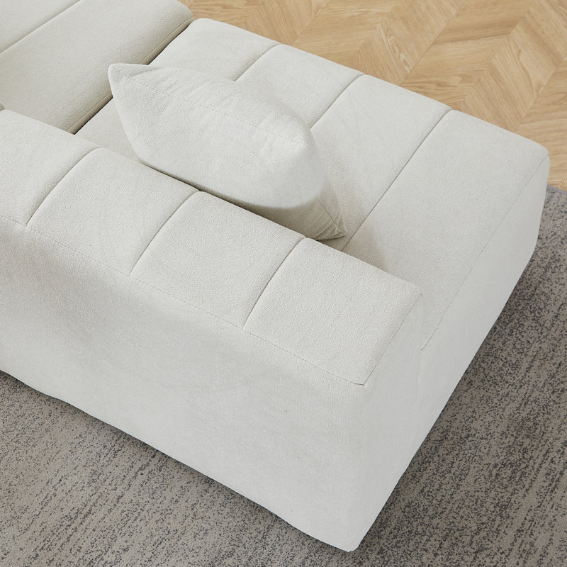 Canapé modulaire incurvé modulaire avec tissu chenille, L 175 po, Chenille beige, Beige