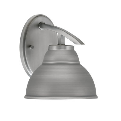Kurve Downlight Wall Sconce Shown In Graphite Finish With 7" Double Bubble Metal Shade