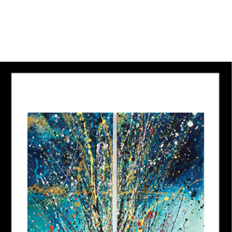 Wahl Split Splatter Design - Blues/Yellows -  - 14X18 Framed Print, 14" W x 1" D x 18" H