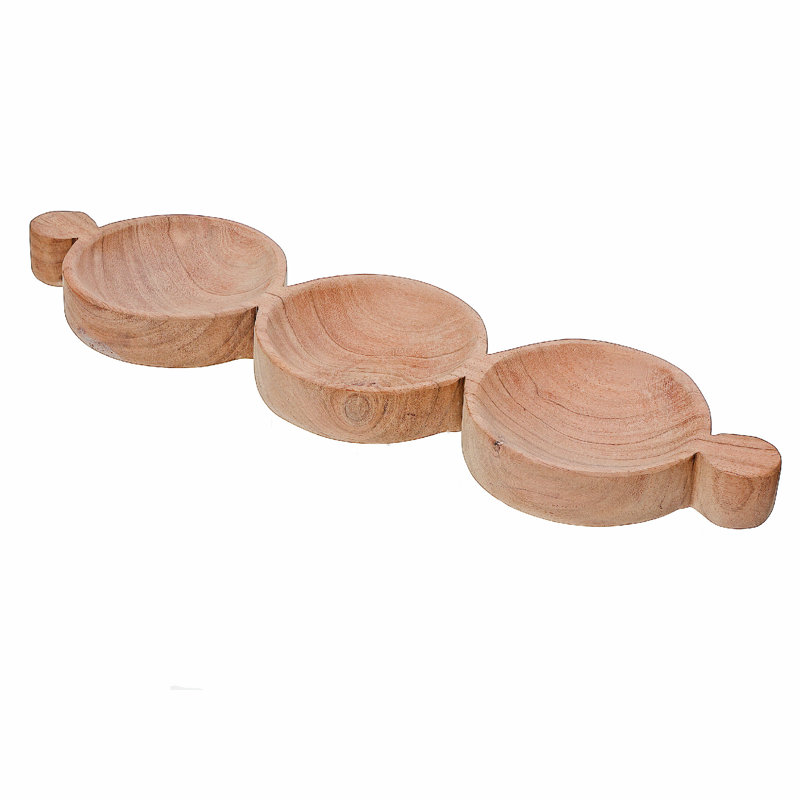 Plateau de service en bois d'acacia à 3 portions
