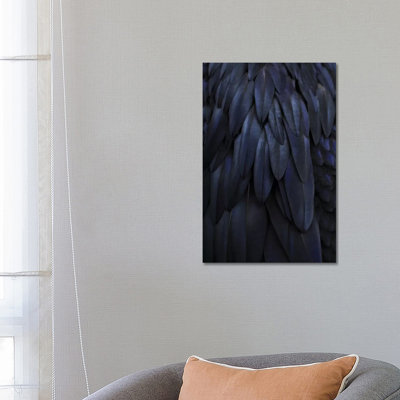 Feathers Dark Blue 1 Piece Wrapped Canvas Wall Art