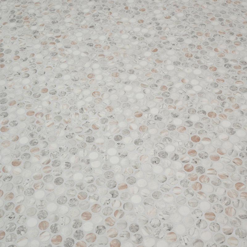 Blush Veil Penny Round 12 in. x 12 in. Matte Glass Mosaic Floor and Wall Tile