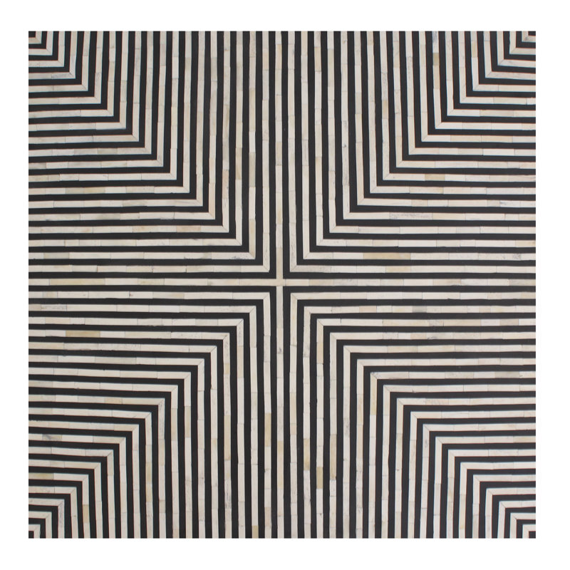 Square Black and White Bone Inlay Resin Coffee Table