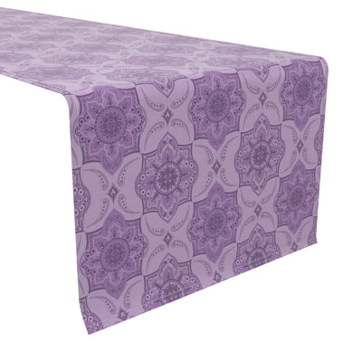 Fabric Textile Products, Inc. Table Runner, 100% Cotton, 16X108", Purple Damask Paisley