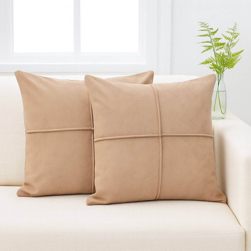 MicroSuede Throw Pillow , Faux Suede Cushion (Pack of 2), 20"H x 20"W, Brown, Pillow Cover Only - No Insert