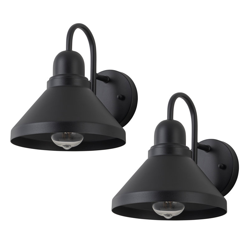 Luminaire de grange d'extérieur noir mat 9,25 po à intensité variable 