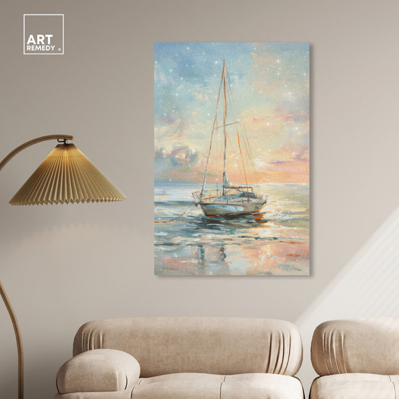 Large Multicolor Canvas Sailing Boat Wall Art