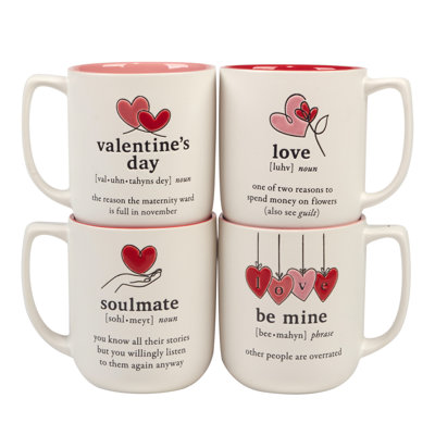 Valentine's Day Set of 4 Mugs